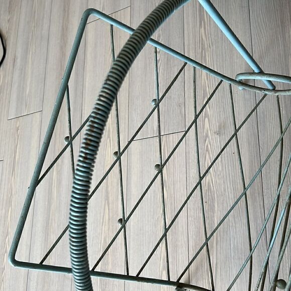 MCM 1950s French Vintage Magazine Record Rack blue green knobs iron RARE boho - Picture 6 of 8